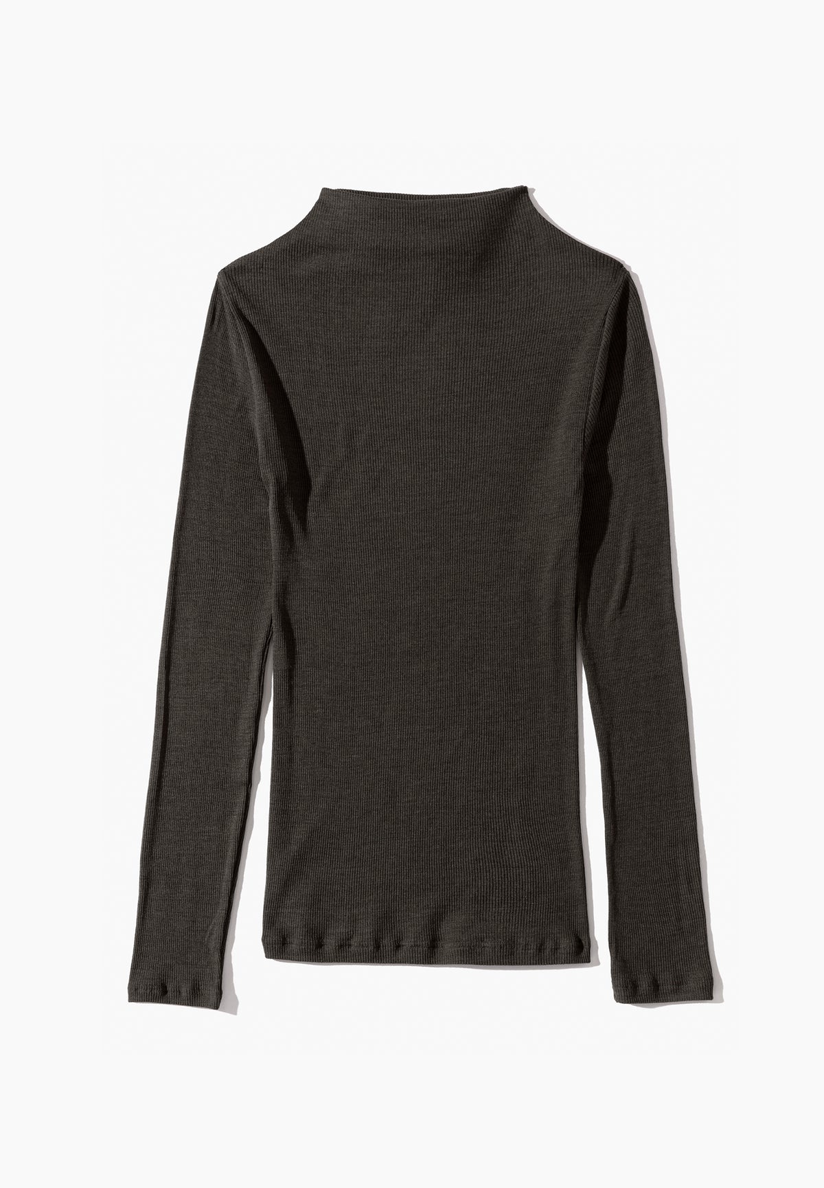 Wool &amp; Silk | T-Shirt Long Sleeve - black olive