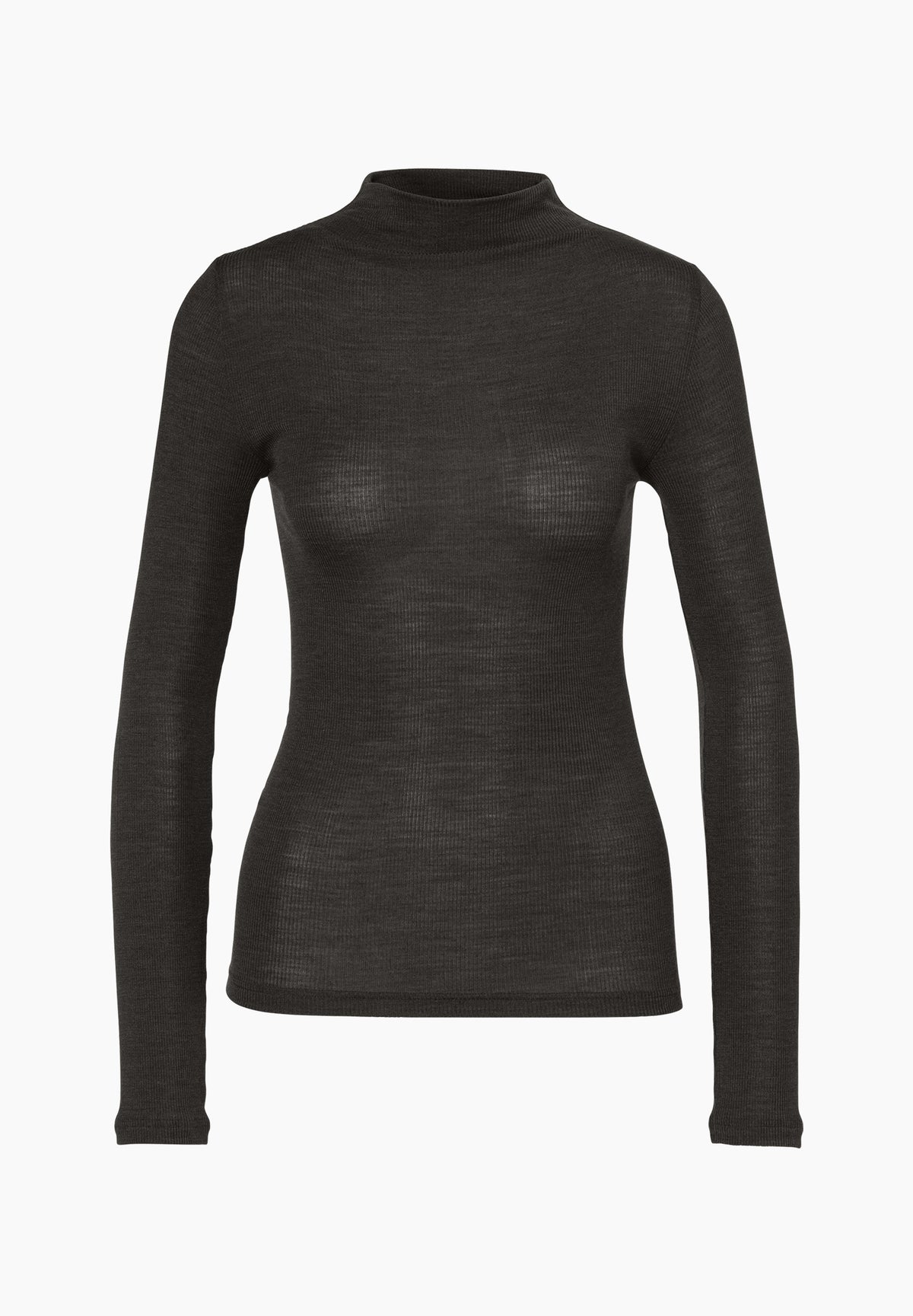 Wool &amp; Silk | T-Shirt Long Sleeve - black olive