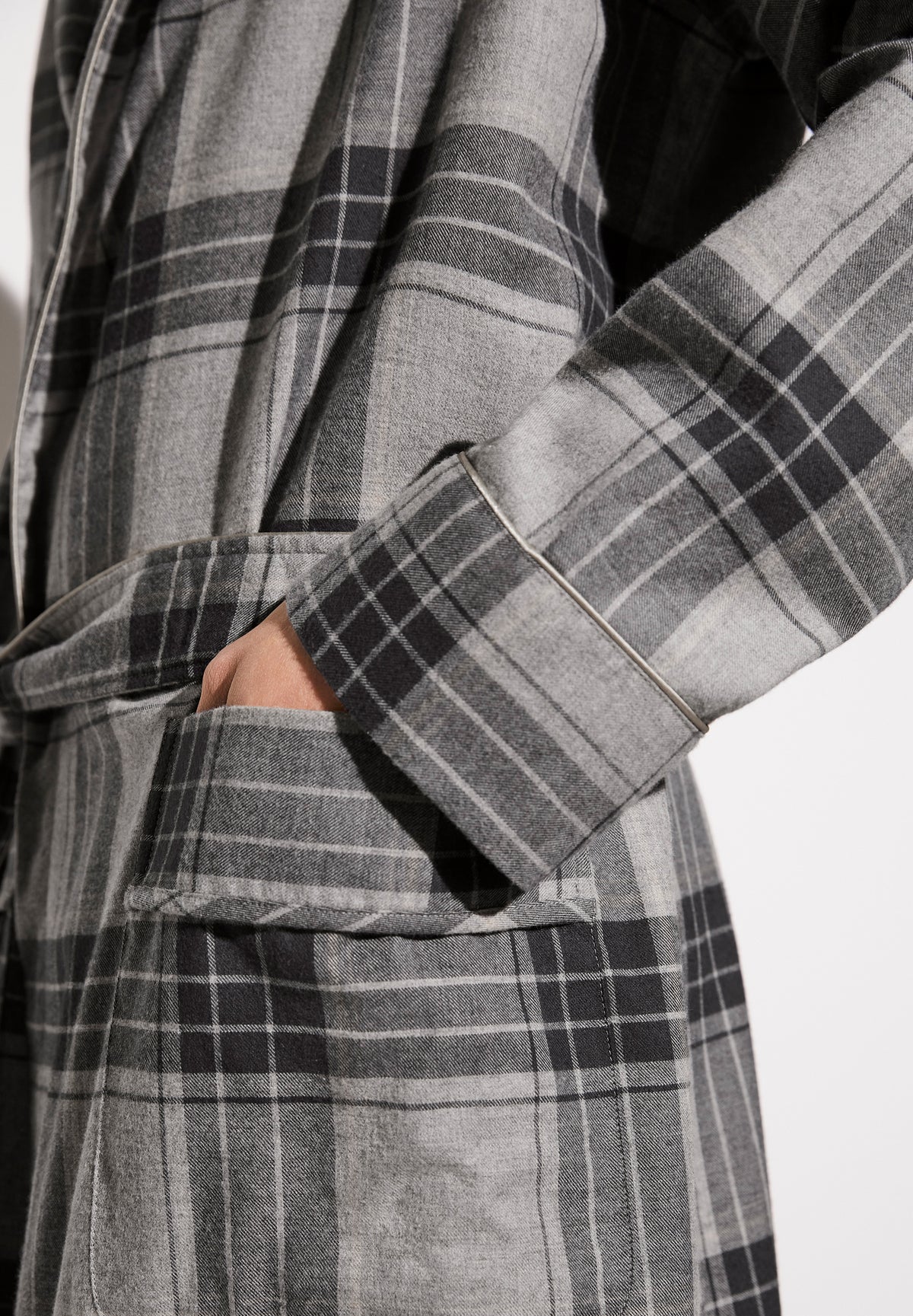 Cozy Flannel | Robe Short - grey check