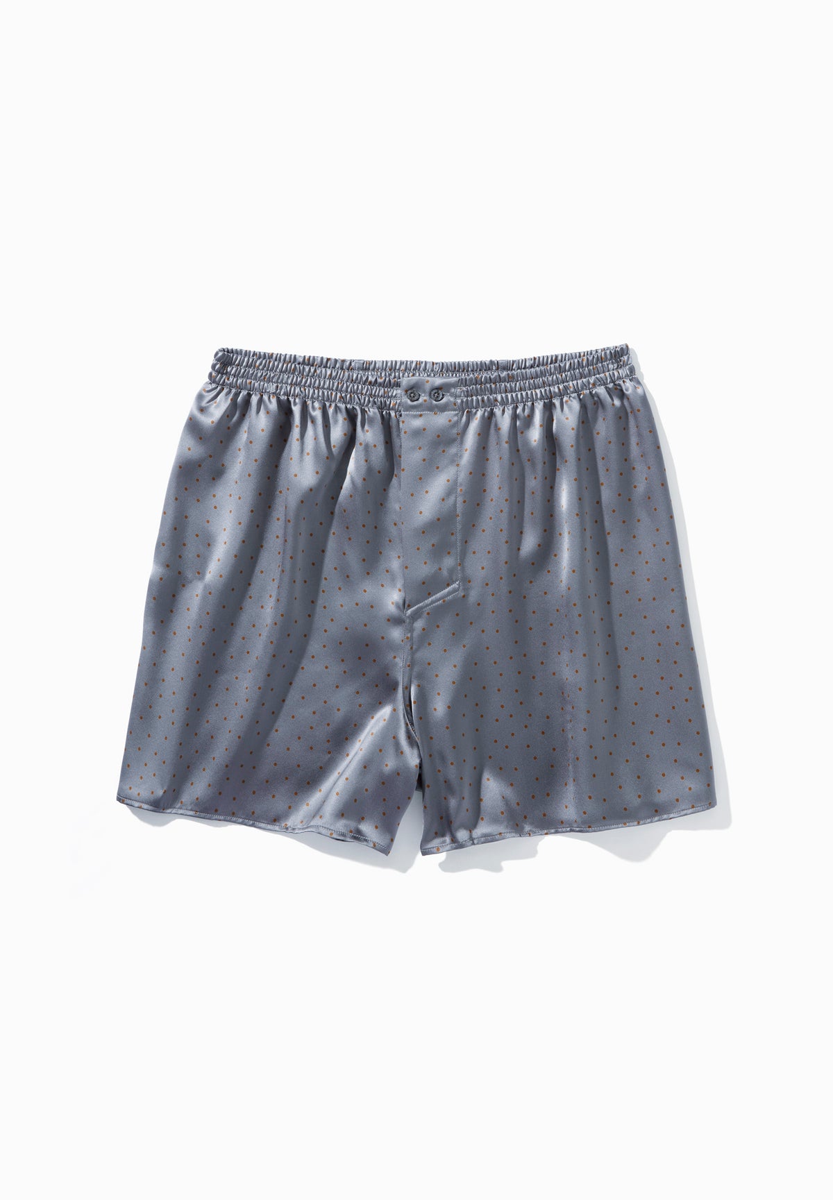 Silk Nightwear | Boxer Shorts - brown dots