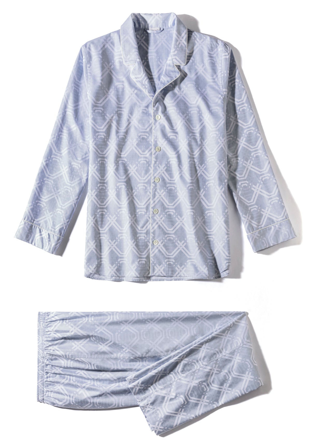 Luxury Jaquards | Pyjama Long - geo medium blue