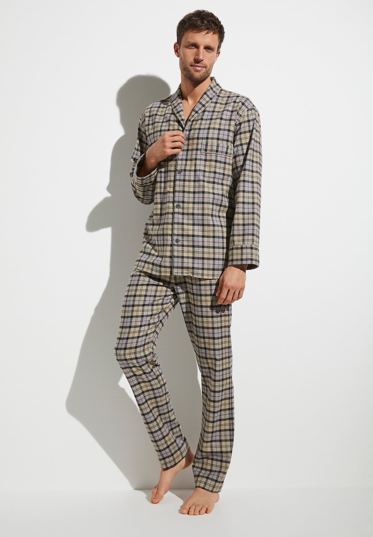 Cozy Flannel | Pyjama lang - beige check