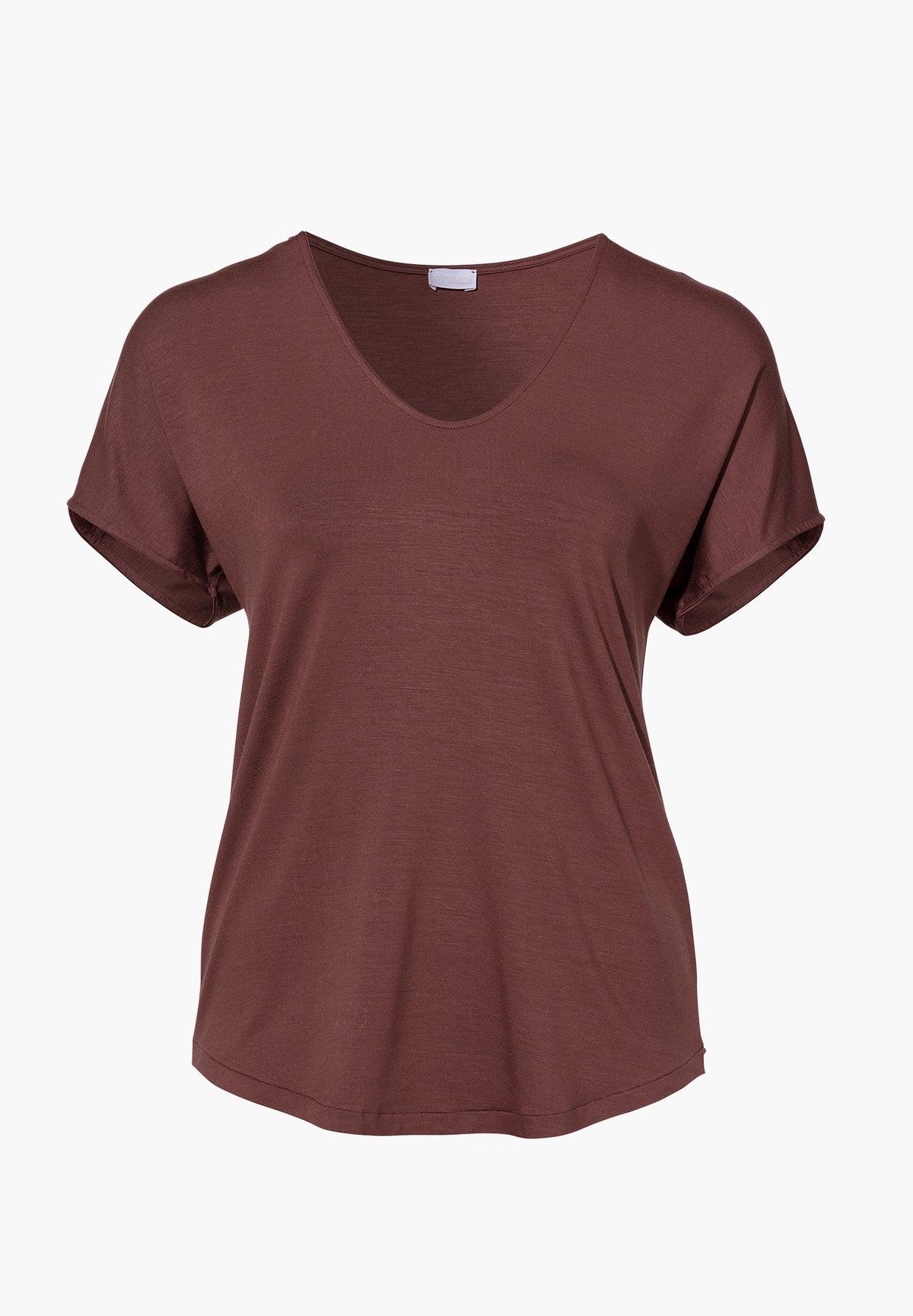 Pureness | T-Shirt kurzarm V-Ausschnitt - marron
