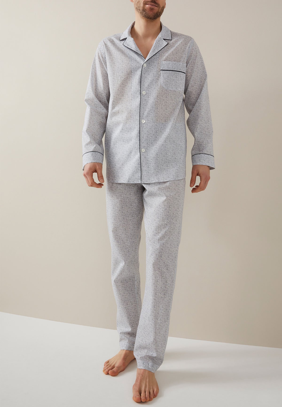 Cotton Voile Print | Pyjama lang - white/blue