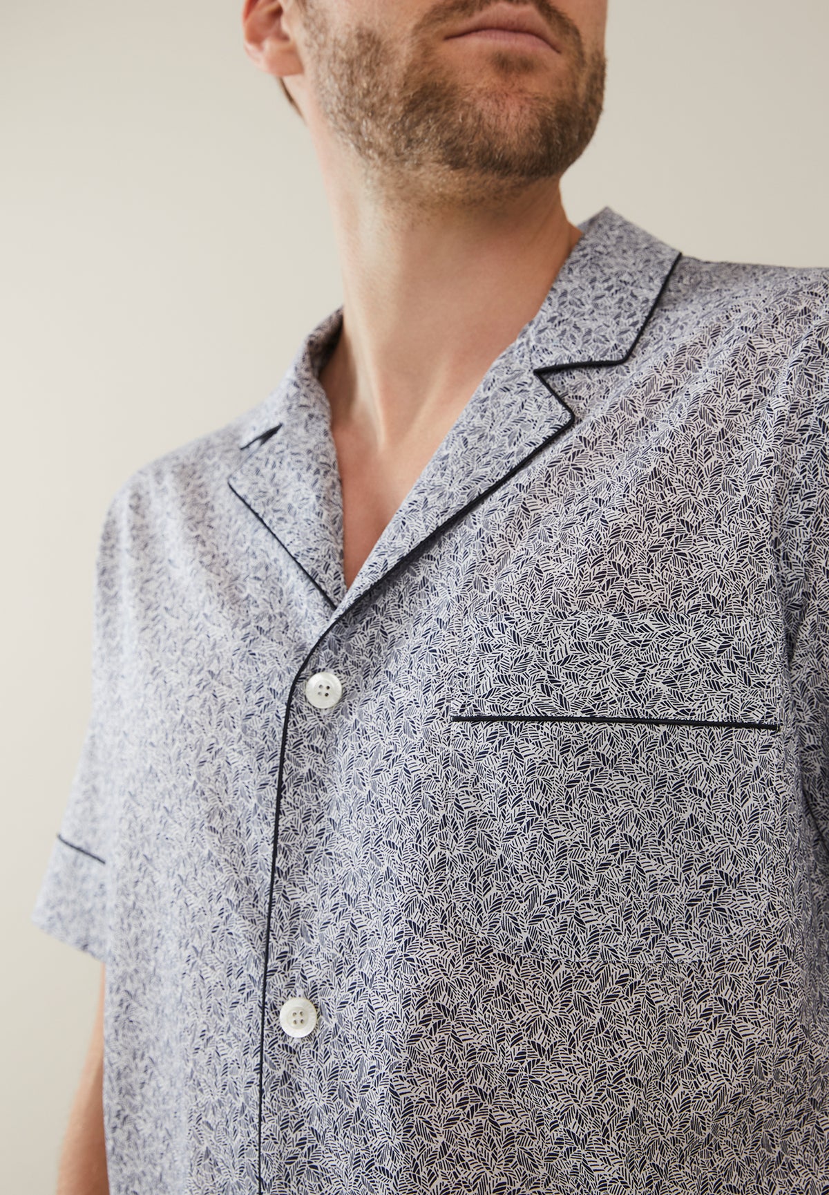 Cotton Voile Print | Pyjama kurz - navy