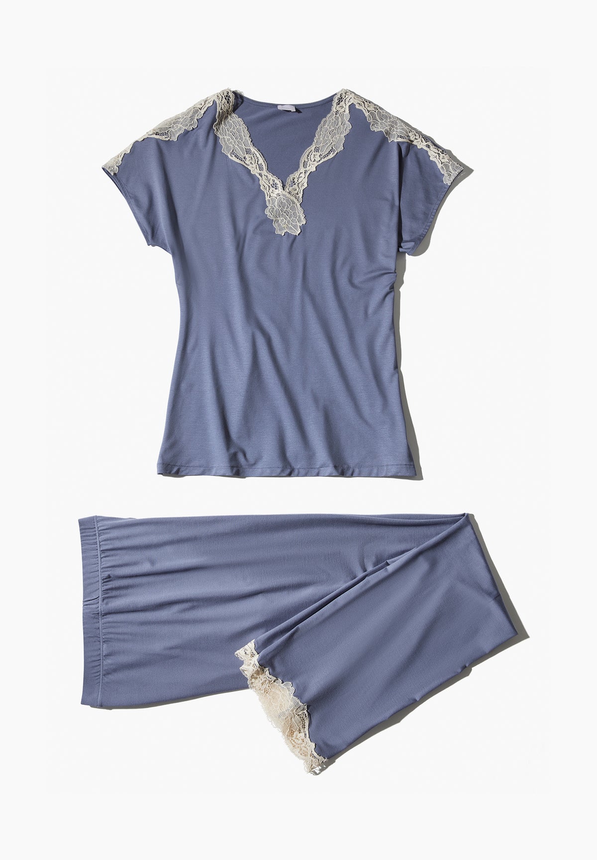Sensual Fashion | Cropped Pyjama kurzarm - dusty blue